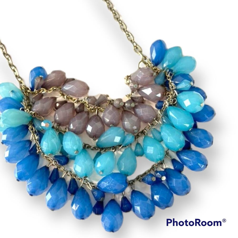 Tiered blue and purple statement necklace